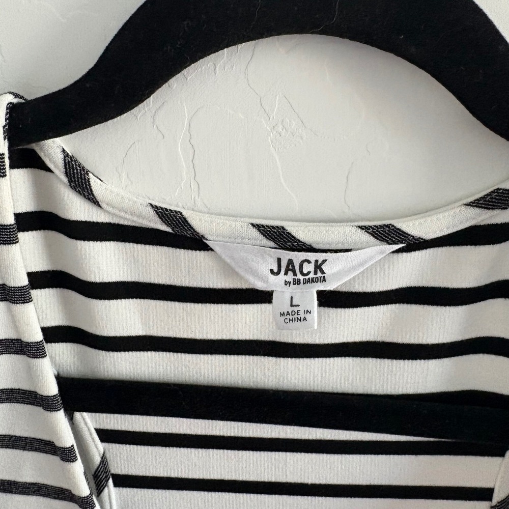 Jack by BB Dakota Striped Dress Sleeveless Wrap Casual Black‎ White L - Picture 6 of 7